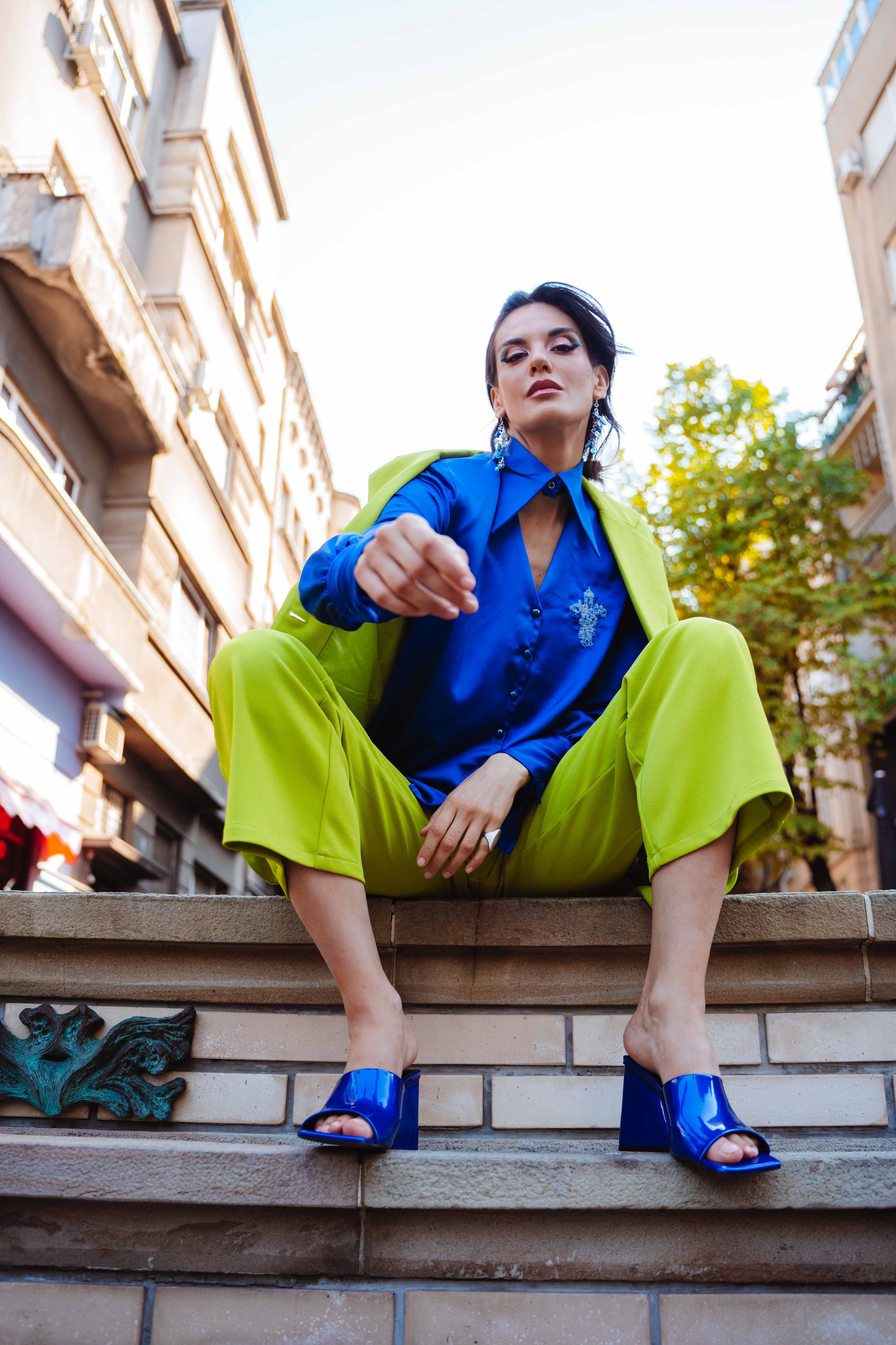 Metohija silk blouse in royal blue by House of Mati
